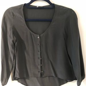 Sparkle and fade dark teal crop blouse